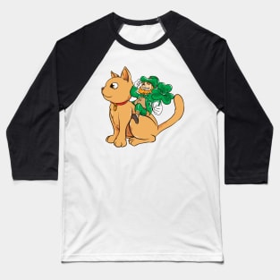 Cute Leprechaun Riding a Cat St. Patrick's Day Baseball T-Shirt